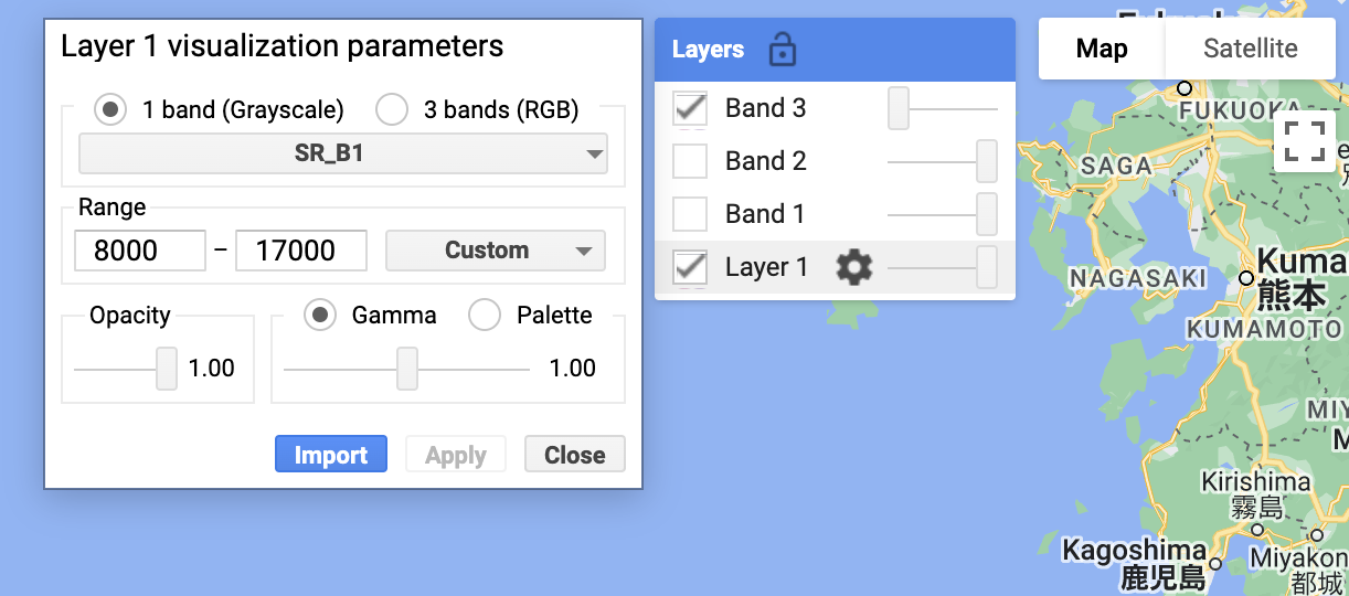 Visualization parameter settings